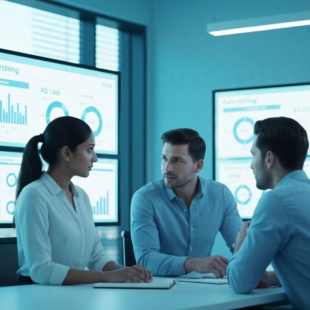 Marketing team analyzing campaign performance